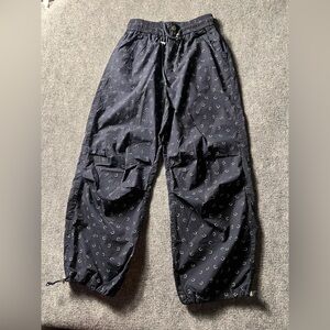 Youth  All Over Print Pants Pull On Navy Blue Baggy Sz L (26” Waist) StreetWear